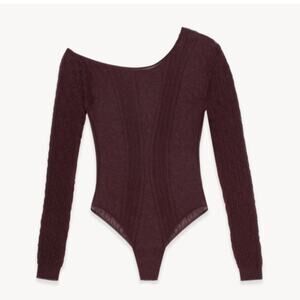 Opening Ceremony Off the Shoulder Bodysuit NWT Size M Chocolate Brown Mesh